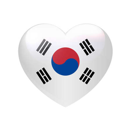 Love South Korea symbol. Heart flag icon. Vector emblem illustration eps10のイラスト素材