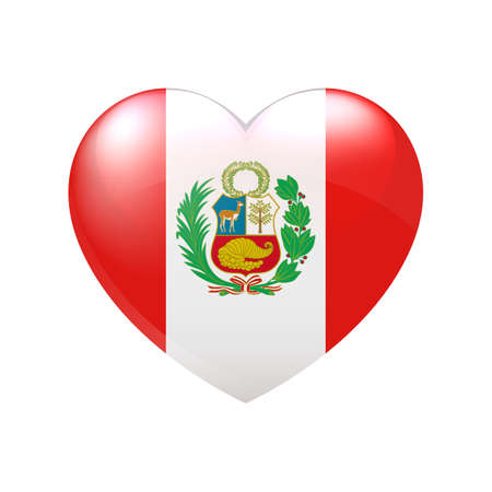 Peru flag in heart. Love symbol. Vector country iconのイラスト素材