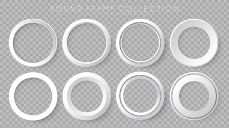 White round frames vector set. Blank circle icons, round symbolsのイラスト素材