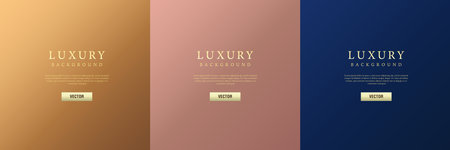 Luxury square frame vector set. Banner template in gold, beige and dark blue color for advertisement. Vector illustration EPS10のイラスト素材