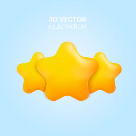 three stars icon vector. 3d illustration of cartoon star shapes for game, mobile app rank, web site program.のイラスト素材