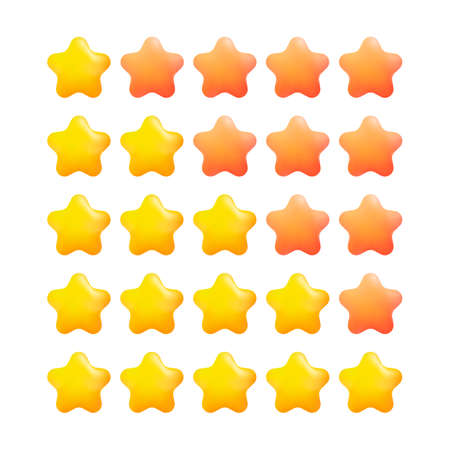 Rating Stars Vector Icons Set. Customer Product Rating Review Or Game Achievement. Design Elements On White Background. cartoon style. Vector illustration EPS10のイラスト素材