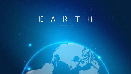Map of the planet. world globe vector illustration. Blue futuristic background with planet Earth. Global social network, Internet and technology themeのイラスト素材