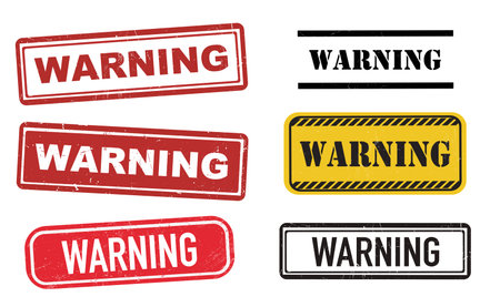 Grunge rubber stamps with text Warning. vector illustrationのイラスト素材