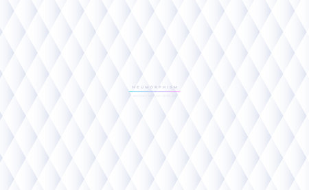 Fabric, paper, cardboard or mattress texture with rhombs. Vector abstract white geometric pattern in neumorphic style for your design. background templateのイラスト素材
