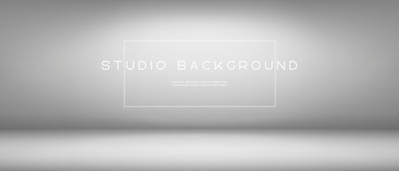 Gray empty room studio background. Abstract vector gradient used for product display. White empty room. Horizontal template for your designのイラスト素材
