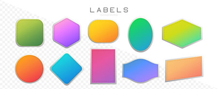 Set of vector labels. Colorful emblems or banners collection. Isolated illustration on transparent background EPS10のイラスト素材
