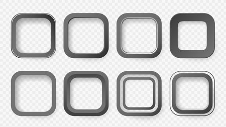 Black square frame vector set. Blank paper outline labels, banners, icons or stickers for your designのイラスト素材