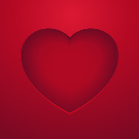 Red heart shape frame design. 3D border with shadow. Greeting card. Backdrop for valentine's day, birthday, festival banner. Vector EPS 10のイラスト素材