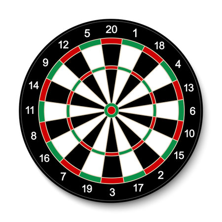 Dartboard flat vector icon. Dart board for pub darts game. Target symbol isolated on white backgroundのイラスト素材