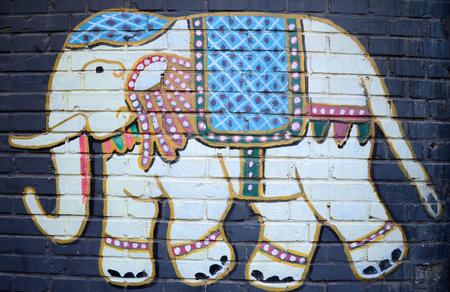 Beijing, China, 2013, Elephant Graffiti in Beijingのeditorial素材
