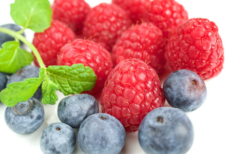 blueberries and raspberries