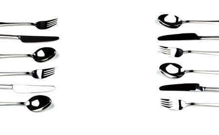 cutlery on white backgroundの写真素材