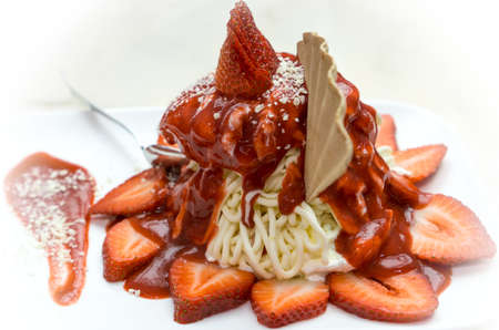 German ice cream made to look like a plate of spaghettiの写真素材