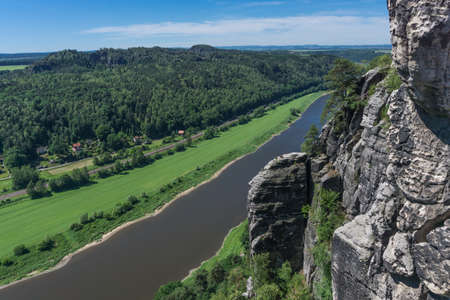 View of the River Elbe near Dresden, Germanyの写真素材