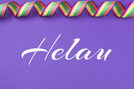 Carnival background with streamers, in the middle of the carnival greeting Helauの写真素材