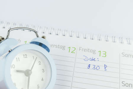 Alarm clock with calendarの写真素材