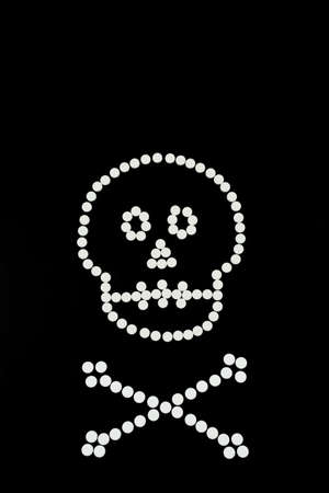Skull and bone made from pillsの写真素材