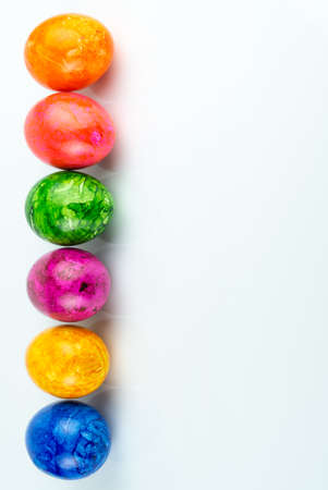 Colorful easter eggs in rowの写真素材