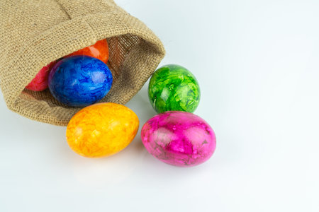 Bag with colorful easter eggs