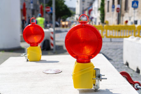 Two signal lamps in the city 