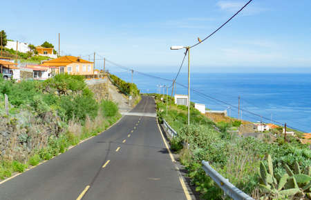 Road along the coast on the island of La Palma, Spainの写真素材