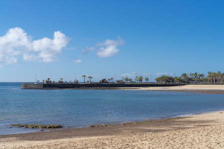 Arrecife beach on Lanzarote island in Spainの写真素材
