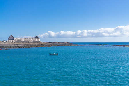 Fishing boat off the island of Lanzaroteの写真素材