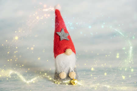 Little Santa Claus in the snowの写真素材