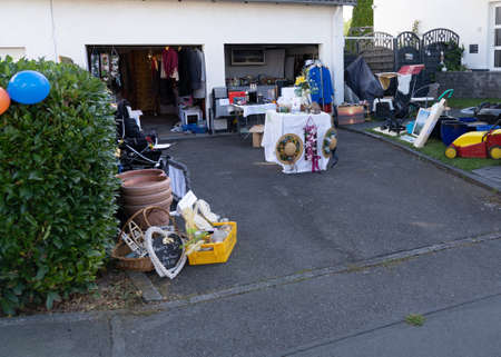 Private flea market at the garages, Kassel, Germany, September 30th, 2019のeditorial素材