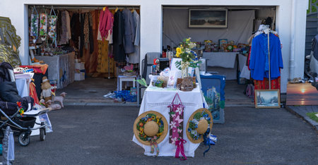 Private flea market at the garages, Kassel, Germany, September 30th, 2019のeditorial素材