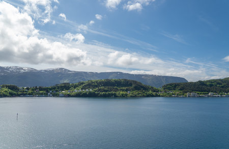 Horizon view over the sea near Alesund, Norwayの写真素材