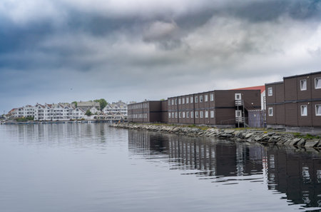 Modern buildings in Hausgesund, Norway, near cruise terminalの写真素材