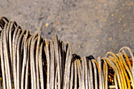 Close up image of coils of rusty steel wire.の写真素材