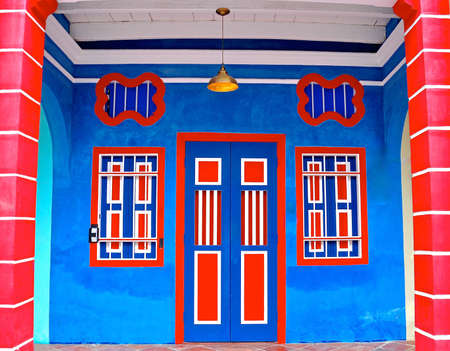 Colourful chinese peranakan shophouseのeditorial素材