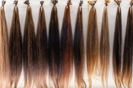 Artificial hair, used in hairdressing and beauty salons. Beauty concert. Wigsの写真素材