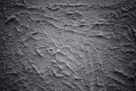 Painted wall with coarse texture, rough texture closeup. Black plaster with brushed texture, house wall, 3d background, copy space. Background vignetteの写真素材