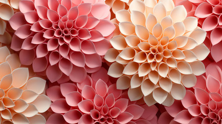 Geometric Fantasy Flowers. Abstract 3D Render on Peach Fuzz Backdrop for Artistic Designの素材