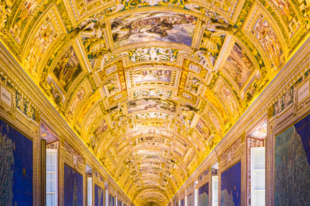 Rome, Italy; July 20th 2018: Golden roof in Vatican Museumのeditorial素材