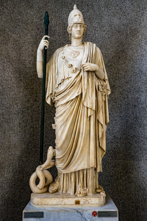 Rome, Italy; July 20th 2018: Sculpture of Athena in Vatican Museum