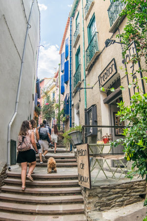 Collioure, France; August 27th 2017: Stairs in the street.