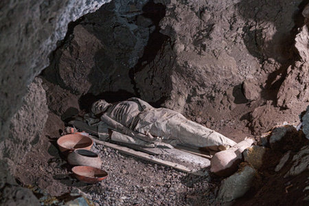 Tenerife, Spain; July 27th 2015: guanche mummy.のeditorial素材