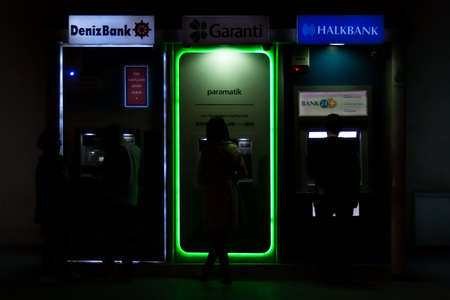 Istanbul, Turkey; May 24th 2013: People at ATMs.のeditorial素材
