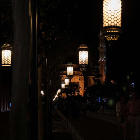 Istanbul, Turkey; May 24th 2013: Sultan Ahmet Park lights at night.のeditorial素材