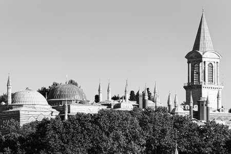 Istanbul, Turkey; May 26th 2013: Roofs, domes and minarets of Topkapi Palace.のeditorial素材