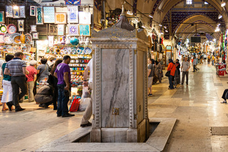 Istanbul, Turkey; May 27th 2013: Fountain in a street of the Grand Bazaar.