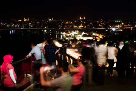 Istanbul, Turkey; May 26th 2013: Night view skyline from Pierre Loti.のeditorial素材