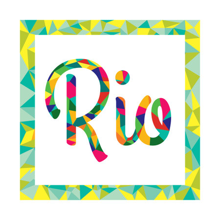 Bright color logo in the style of low poly for a city in Brazil - Rio de Janeiro. Logo in the frame of a color mosaicのイラスト素材