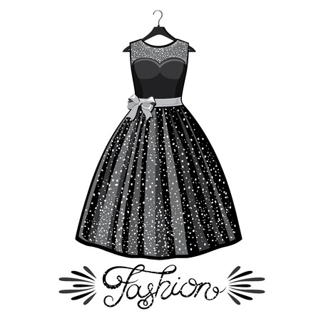 Silhouette of dresses made in modern flat vector style. Fashion vector Illustrationのイラスト素材