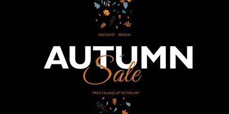 Autumn Sale Banner Abstract Illustration Background with Falling Autumn Leaves. Vector discount text for shop poster or leafletのイラスト素材